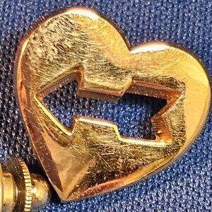 Vintage Avon Heart Arrow Cut Out Gold Tone - Lapel Pin Tie Tack -